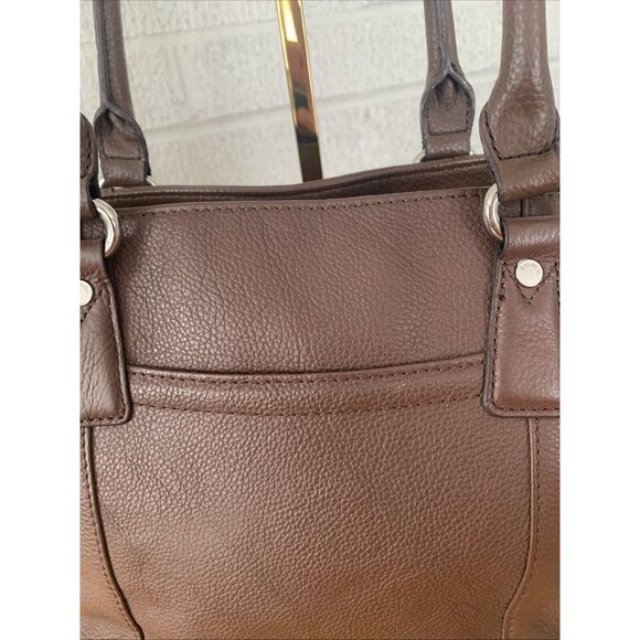 TIGNANELLO Brown Genuine Leather Double Handle Medium Size Bag Purse Lined EUC - Picture 13 of 14